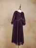 Dark Purple Shimmer Full Sleeve Gown - Diadem