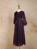 Dark Purple Shimmer Full Sleeve Gown - Diadem