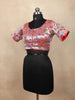 Red Silk Readymade Blouse with Peacock and Flower Design - Diadem