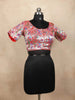 Red Silk Readymade Blouse with Peacock and Flower Design - Diadem