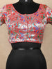 Red Silk Readymade Blouse with Peacock and Flower Design - Diadem