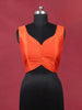 Orange Raw Silk Readymade Blouse with Sweat Heart Neck and Sleeveless Design - Diadem