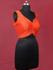 Orange Raw Silk Readymade Blouse with Sweat Heart Neck and Sleeveless Design - Diadem