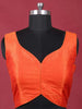 Orange Raw Silk Readymade Blouse with Sweat Heart Neck and Sleeveless Design - Diadem