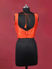 Orange Raw Silk Readymade Blouse with Sweat Heart Neck and Sleeveless Design - Diadem