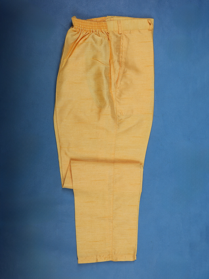 Yellow Sequin Embroidered Brocade Kurta Pyjama - Diadem
