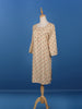 Cream Abstract Designed Casual Cotton Kurti