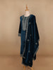 Blue Floral Designed Velvet Co Ord Salwar Suit - Diadem