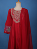 Deep Red Floral Embroidered Cotton Salwar Suit - Diadem