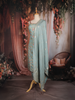 Sea Green Floral Embroidered Silk Straight Suit with Silver Butta Dupatta