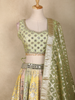 Light Green Floral Mirror Work Banarasi Silk Lehenga Set