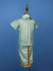 Mint Green Silk Dhoti With Matching Half Sleeve Shirt - Diadem