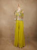 Lime Yellow Floral Sequins Embroidery Palazzo Suit - Diadem