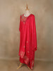 Bright Red Floral Embroidered Silk Cotton Salwar Suit