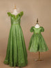 Parrot Green Glittery Party Wear Gowns for Mother & Daughter - Diadem