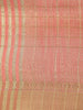 Peach Checked Woven Tissue Saree with Golden Zari Border