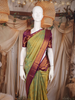 Olive Green Floral Woven Design Pure Kanchipuram Silk Saree with Contrast Woven Border