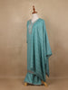 Light Blue Sequins Floral Design Cotton Salwar Suit - Diadem