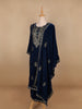 Blue Floral Designed Velvet Co Ord Salwar Suit - Diadem