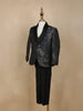 Navy Blue Coat Suit with Glitter Designs