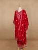 Red Floral Designed Velvet Co Ord Salwar Suit - Diadem