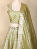 Sage Green Mirror Work Banarasi Silk Lehenga Set with Dupatta