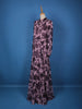 Purple Floral Design Chiffon Partywear Gown - Diadem