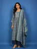 Slate Grey Floral Design  Chandheri Cotton Salwar Suit