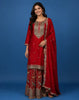 Red Floral Embroidery Crepe Palazzo Salwar Suit