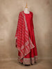 Red Panel Semi Silk Anarkali Full Sleeve Gown