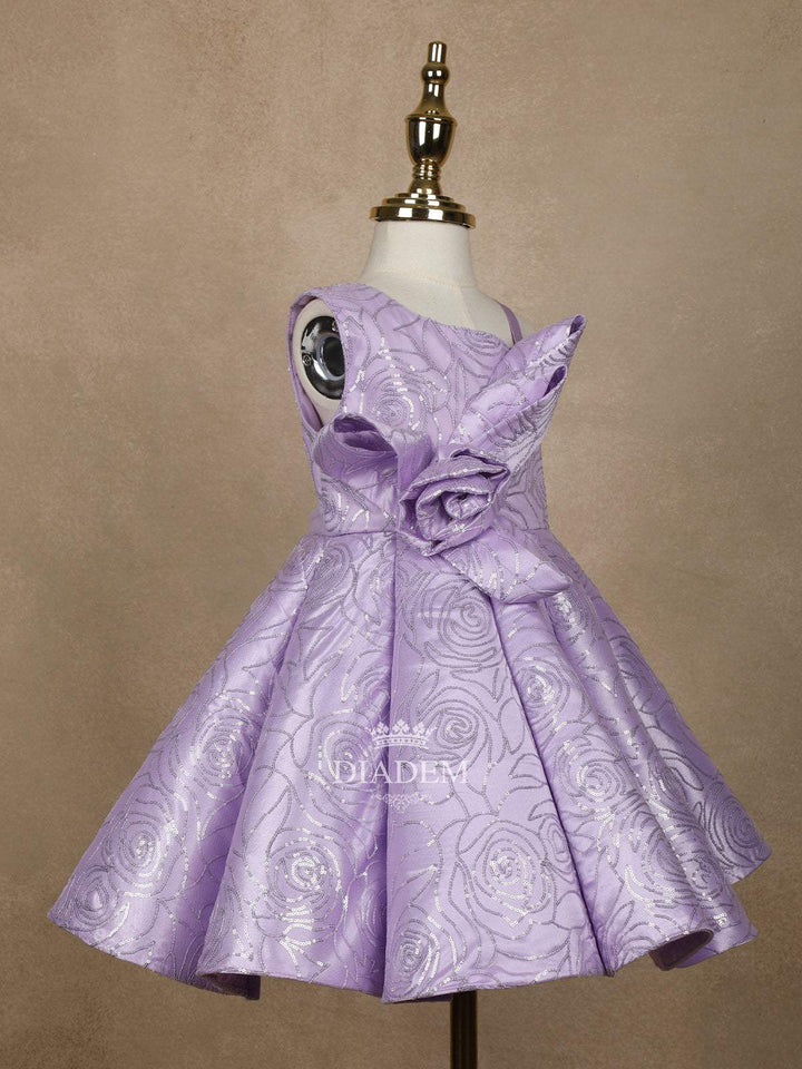 Lavender 3D Floral Designed Party Wear Gown for Girls - Diadem