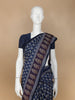 Navy Blue Floral Design Cotton Saree - Diadem