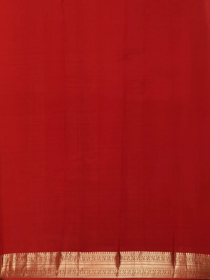Red Peacock Motif Pure Kanchipuram Silk Saree - Diadem