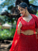 Red Sequins Embroidered Net Lehenga for Bridesmaids