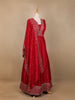 Dark Pink Floral Embroidery Raw Silk Gown