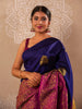 Navy Blue Floral Designed Pure Kanchipuram Silk Saree