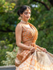 Light Orange Banarasi Silk Mirror Work Bridesmaids Lehenga
