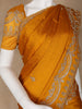 Yellow Floral Designed Satin Fancy Saree