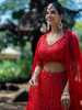 Red Sequins Embroidered Net Lehenga for Bridesmaids