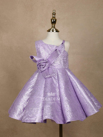 Lavender 3D Floral Designed Party Wear Gown for Girls - Diadem