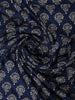 Navy Blue Floral Design Cotton Saree - Diadem
