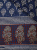 Navy Blue Floral Design Cotton Saree - Diadem
