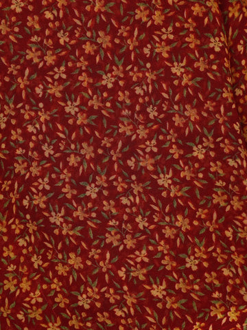Maroon Floral Printed Georgette Saree With Matching Blouse - Diadem
