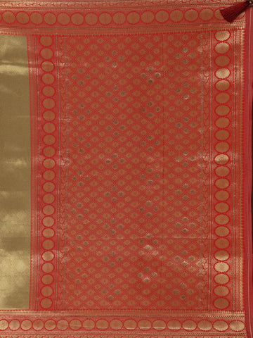 Gold Floral Designed Fancy Banarasi Silk Saree - Diadem