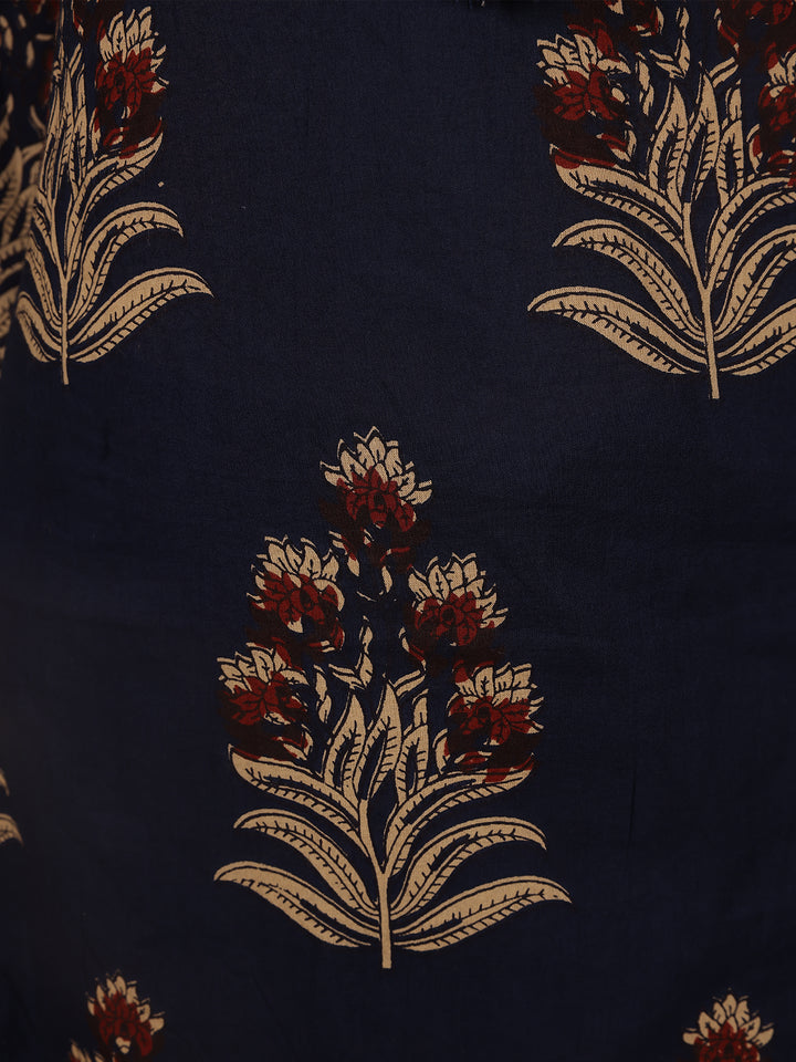 Black Floral Designed Cotton Salwar Suit - Diadem