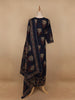Black Floral Designed Cotton Salwar Suit - Diadem