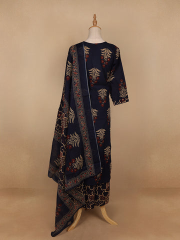 Black Floral Designed Cotton Salwar Suit - Diadem