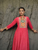 Queen Pink Floral Printed Synthetic Salwar Suit