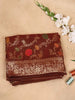 Brown Banarasi Saree with Floral Design on the Body with Zari Border - Diadem