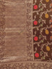 Dark Brown Banarasi Saree with Floral Design on the Body with Zari Border - Diadem